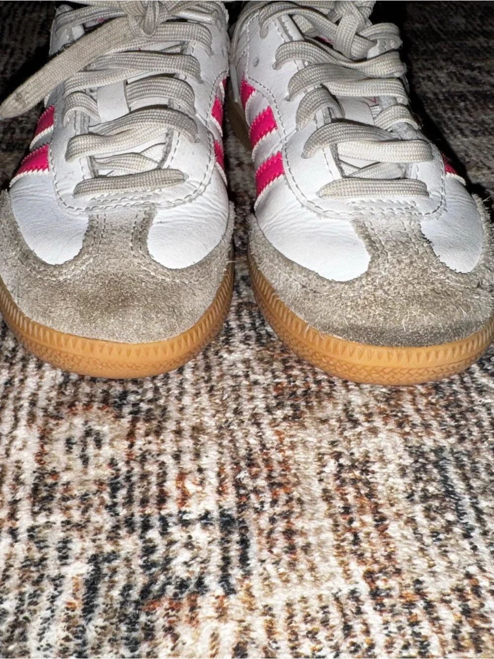 Kids adidas White and Pink sambas